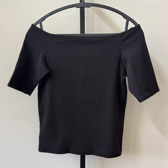 Madewell Tops - Madewell Black Ribbed Off-Shoulder Tee
